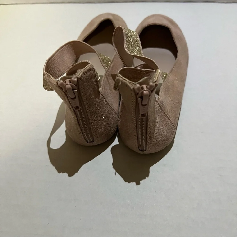 The Children’s Place Girls‎ Gold Glitter pink Ballet Flats Ankle Strap Size 2